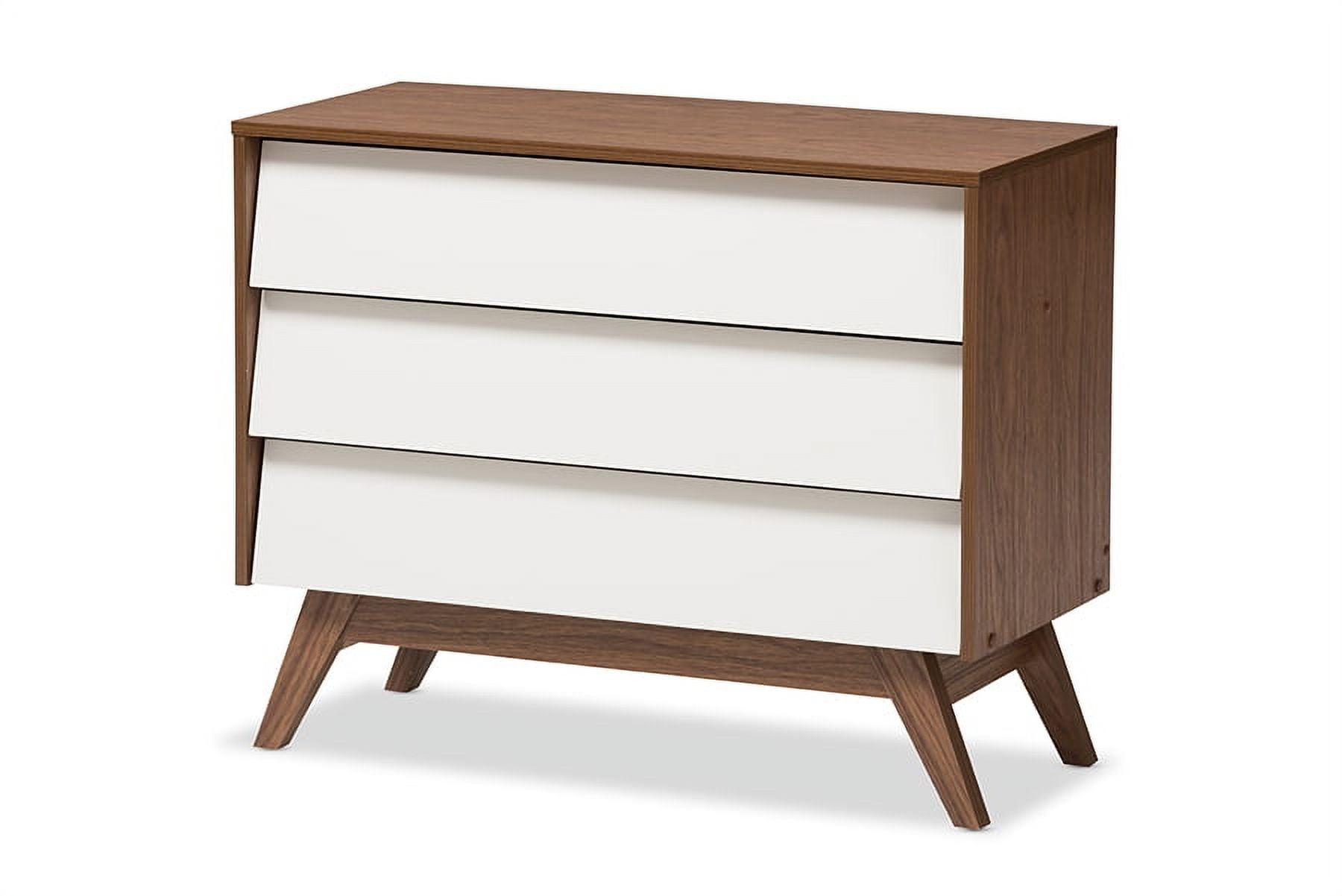 Baxton Studio Hildon Modern White and Walnut 3-Drawer Storage Chest