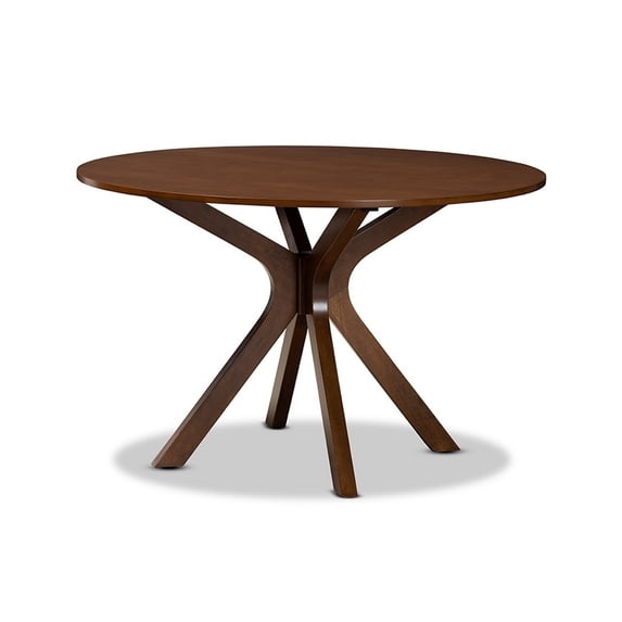 Baxton Studio 48" Circle Splayed Dining Table, Walnut