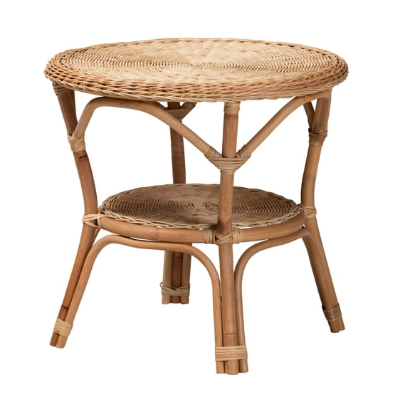 Baxton Studio Abbey Modern Bohemian Natural Brown Antique Rattan Coffee Table