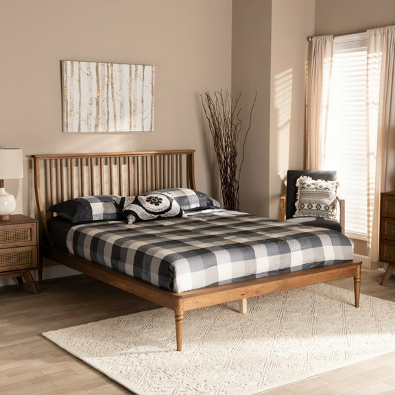 Baxton Studio Abel Classic and Traditional Transitional Walnut Brown Finished Wood Full-Size Platform Bed