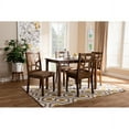 thumbnail image 1 of Baxton Studio Abilene Mid-Century Light Brown Fabric Upholstered and Walnut Brown Finished 5-Piece Wood Dining Set, 1 of 6