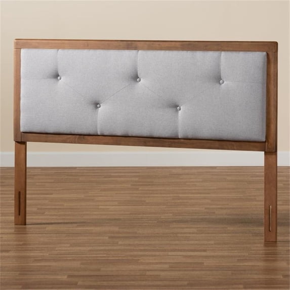 Baxton Studio Abner Light Gray and Brown Finished Wood Queen Size Headboard