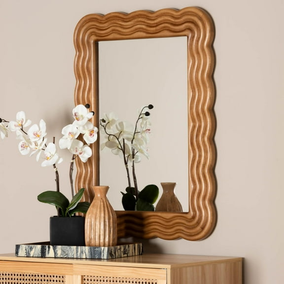 Baxton Studio Acantha Modern Mirror, Walnut Brown
