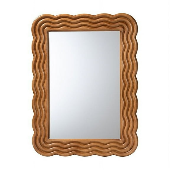 Baxton Studio Acantha Modern Walnut Brown Scallop-framed Accent Mirror