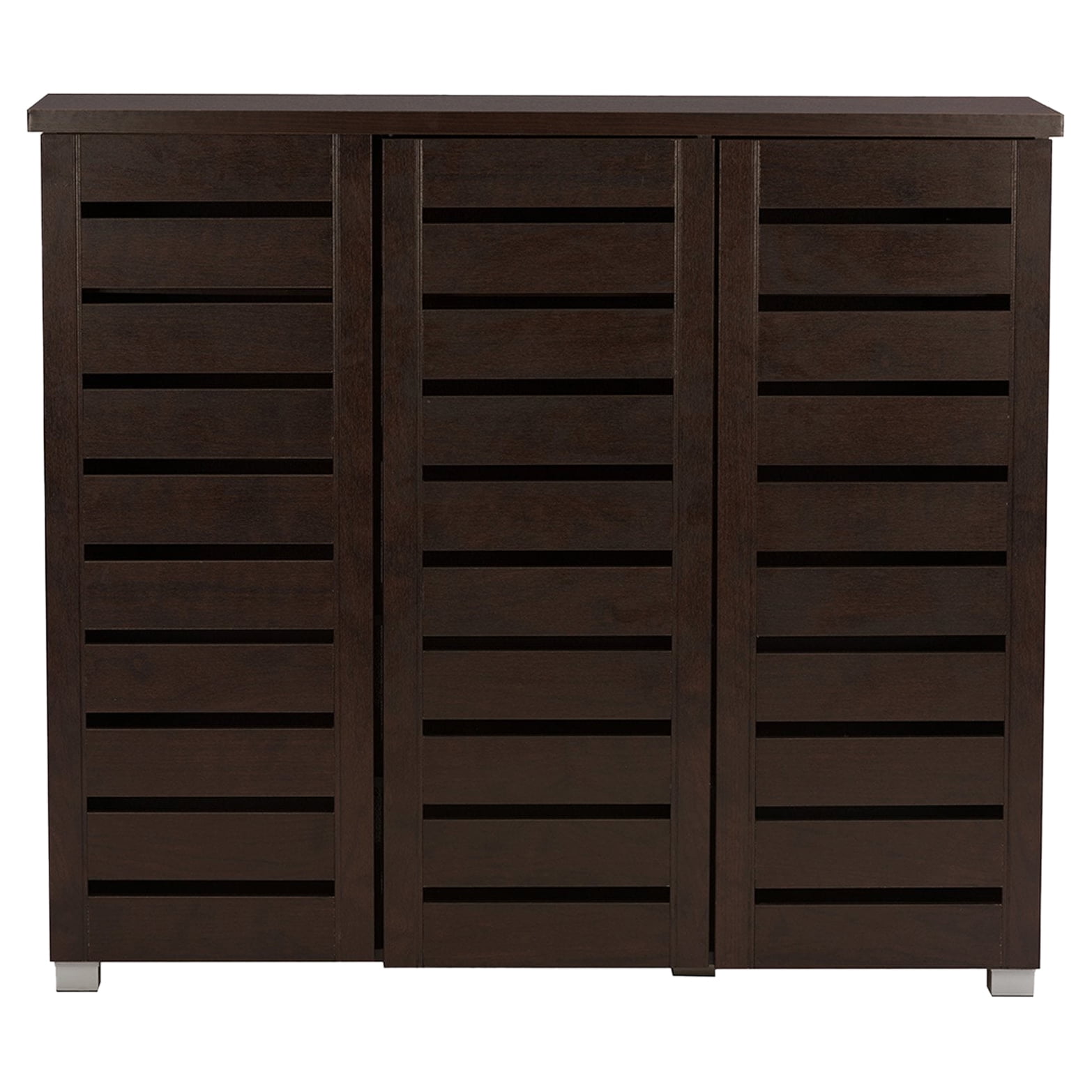 Adalwin Dark Brown 3-Door Wooden Shoe Storage Cabinet