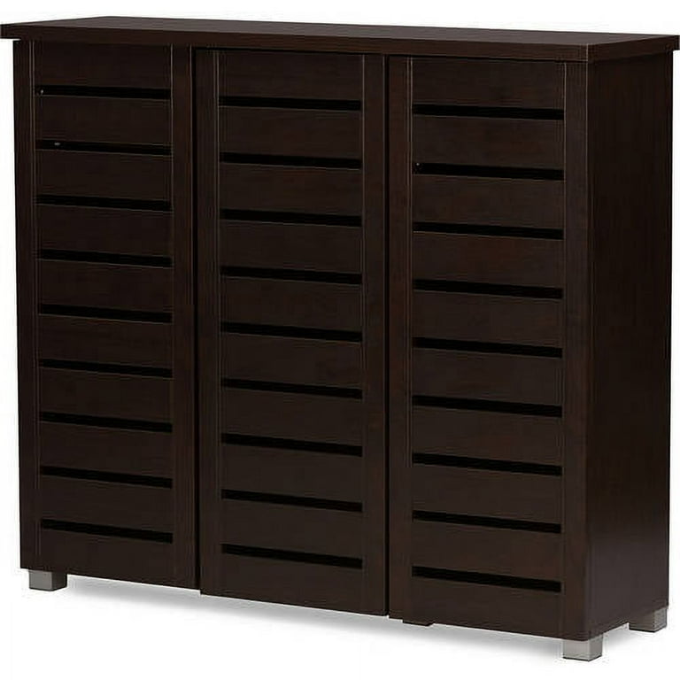 Baxton Studio Adalwin Modern and Contemporary 3-Door Dark Brown Wooden Entryway Shoes Storage Cabinet Baxton Studio Adalwin Modern and Contemporary 3-Door Dark Brown Wooden Entryway Shoes Storage Cabinet