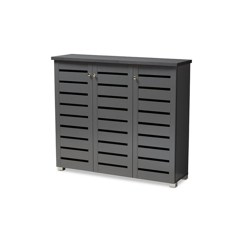 Baxton Studio Adalwin Modern and Contemporary Dark Gray 3 Door Wooden Entryway Shoe Storage Cabinet