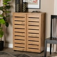 thumbnail image 1 of Baxton Studio Adalwin Modern and Contemporary Oak Brown Finished Wood 2-Door Shoe Storage Cabinet, 1 of 11