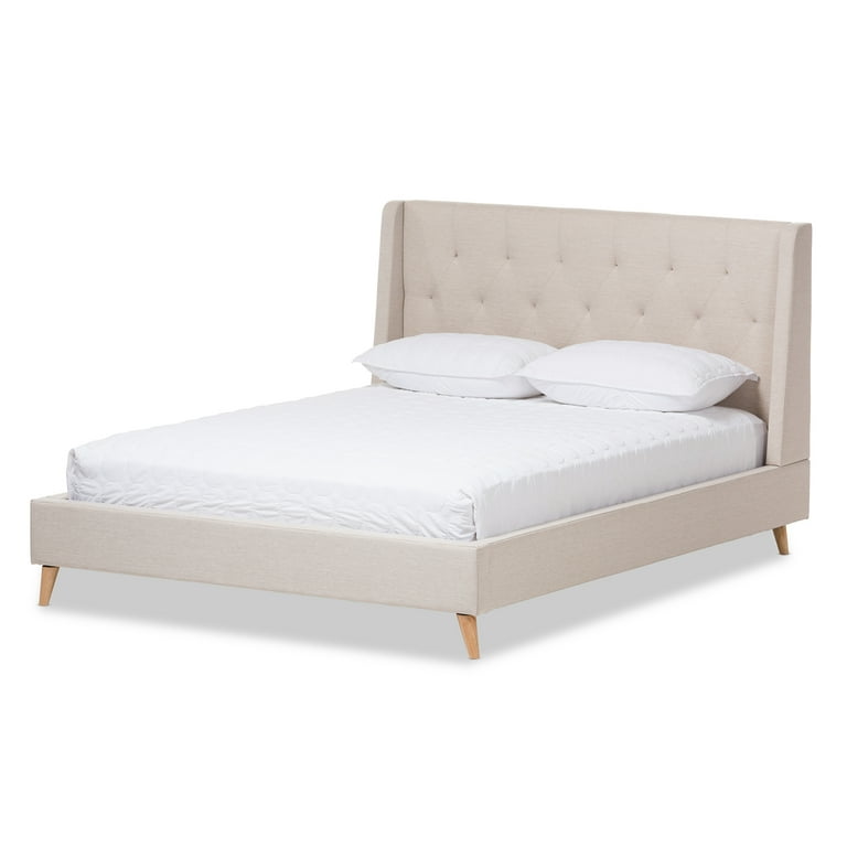 Baxton Studio Adelaide Retro Modern Light Beige Fabric Upholstered Full Size Platform Bed Baxton Studio Adelaide Retro Modern Light Beige Fabric Upholstered Full Size Platform Bed