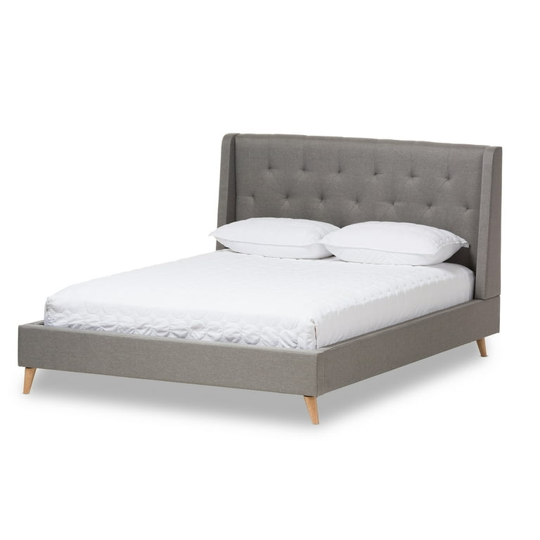 Baxton Studio Adelaide Retro Modern Light Grey Fabric Upholstered King Size Platform Bed Baxton Studio Adelaide Retro Modern Light Grey Fabric Upholstered King Size Platform Bed