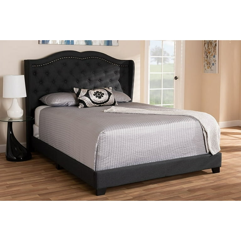 Baxton Studio Aden Modern and Contemporary Charcoal Grey Fabric Upholstered Queen Size Bed Baxton Studio Aden Modern and Contemporary Charcoal Grey Fabric Upholstered Queen Size Bed
