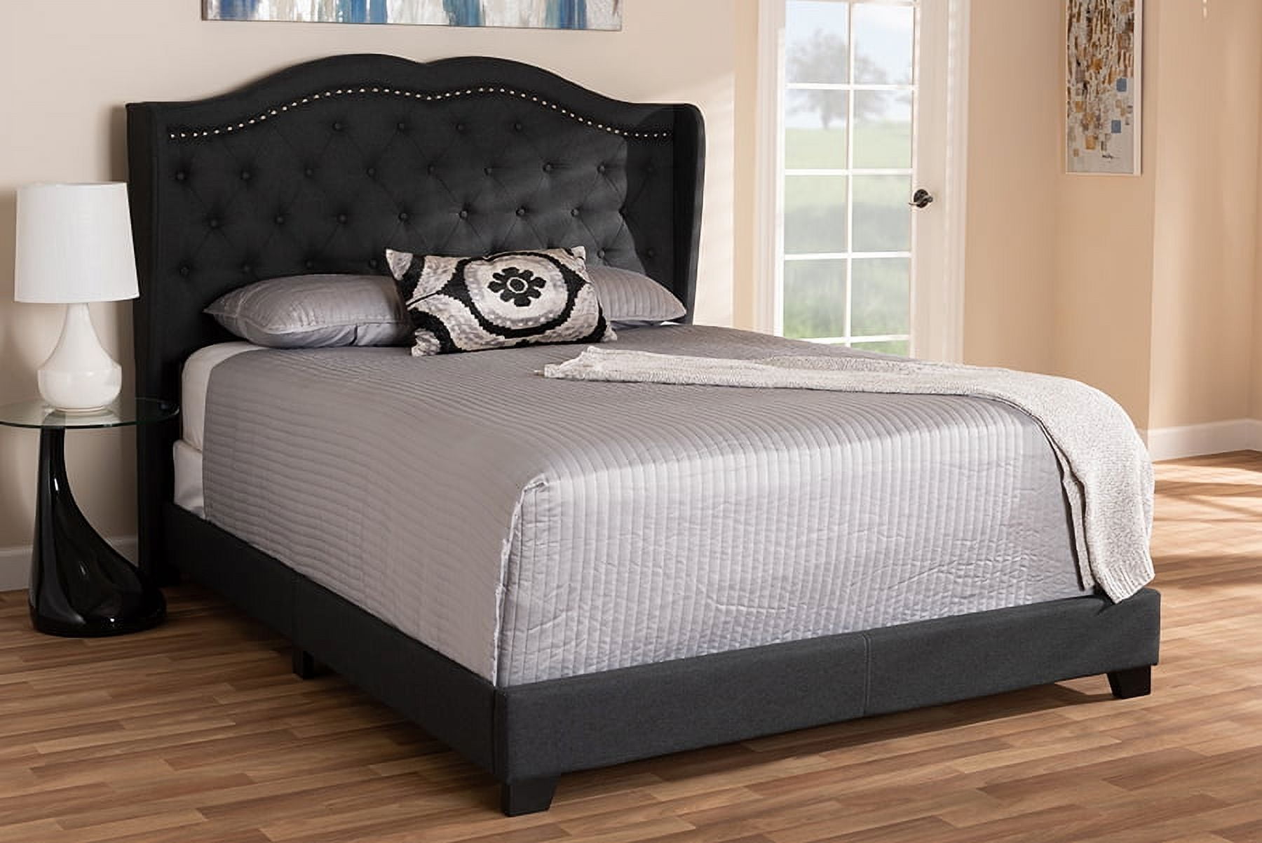 Baxton Studio Aden Modern and Contemporary Charcoal Grey Fabric Upholstered Queen Size Bed Baxton Studio Aden Modern and Contemporary Charcoal Grey Fabric Upholstered Queen Size Bed