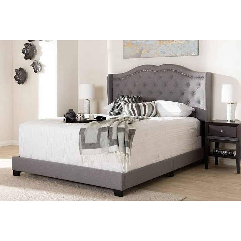 Baxton Studio Aden Modern and Contemporary Grey Fabric Upholstered Queen Size Bed