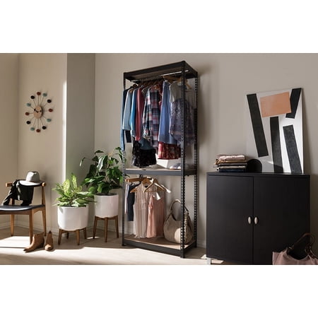 Baxton Studio Gavin Black Metal 3-Shelf Storage Racking Organizer