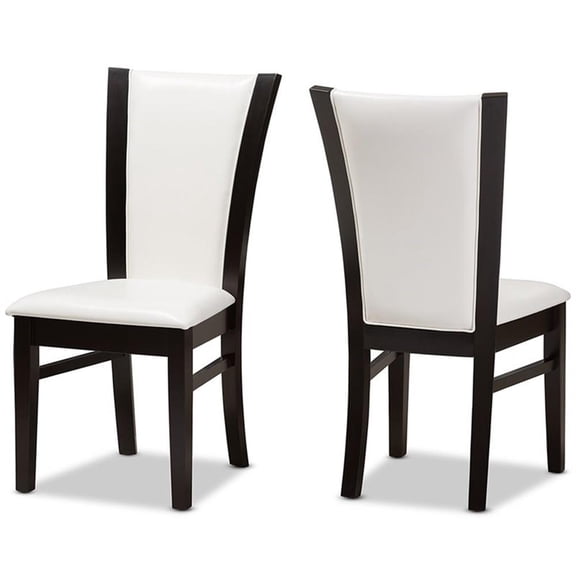 Baxton Studio Adley Faux Leather Dining Side Chair in White (Set of 2)