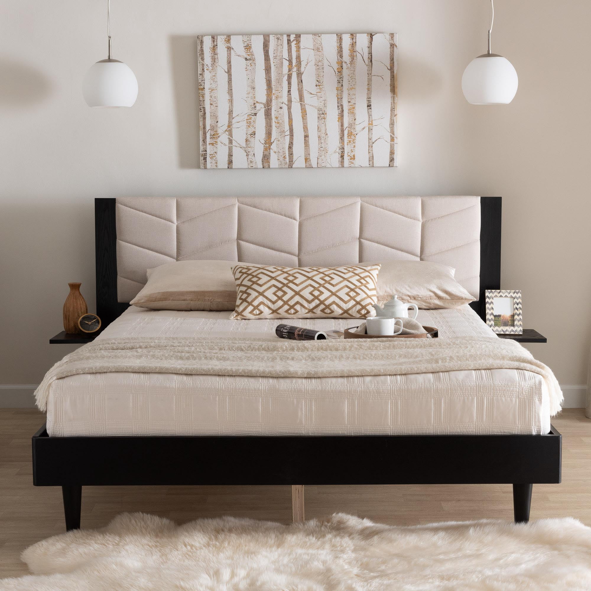 Baxton Studio Adriano Transitional Platform Bed, Queen, Black