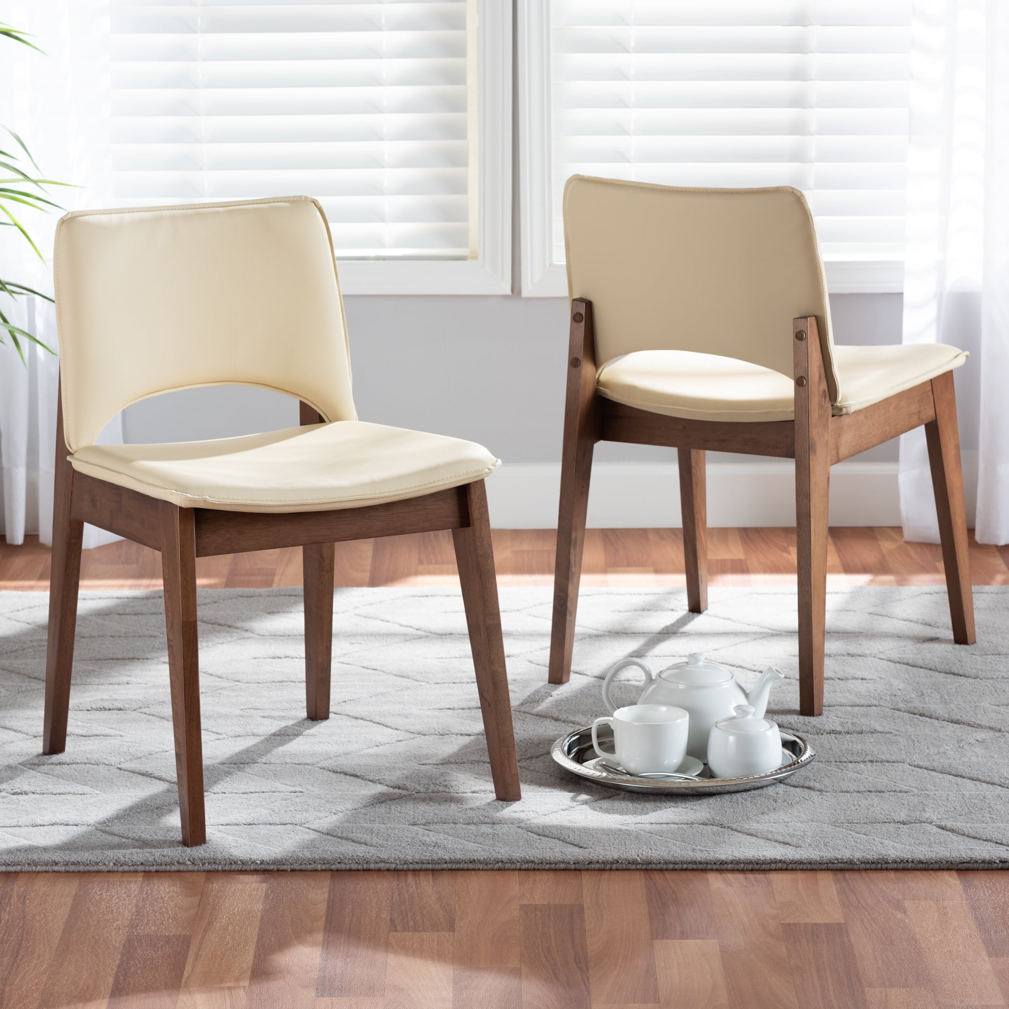 Baxton Studio Afton Dining Chair, Set of 2, Beige