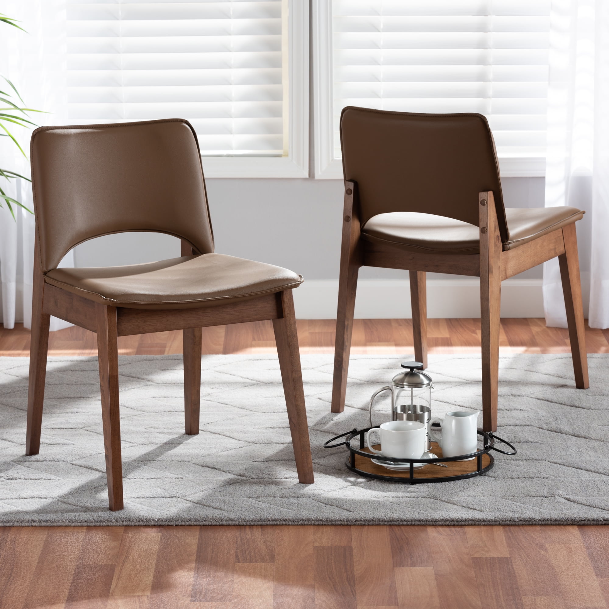Baxton Studio Afton Dining Chair, Set of 2, Brown