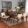 thumbnail image 1 of Baxton Studio Afton Mid-Century Modern Beige Faux Leather Upholstered and Walnut Brown Finished Wood 7-Piece Dining Set, 1 of 9