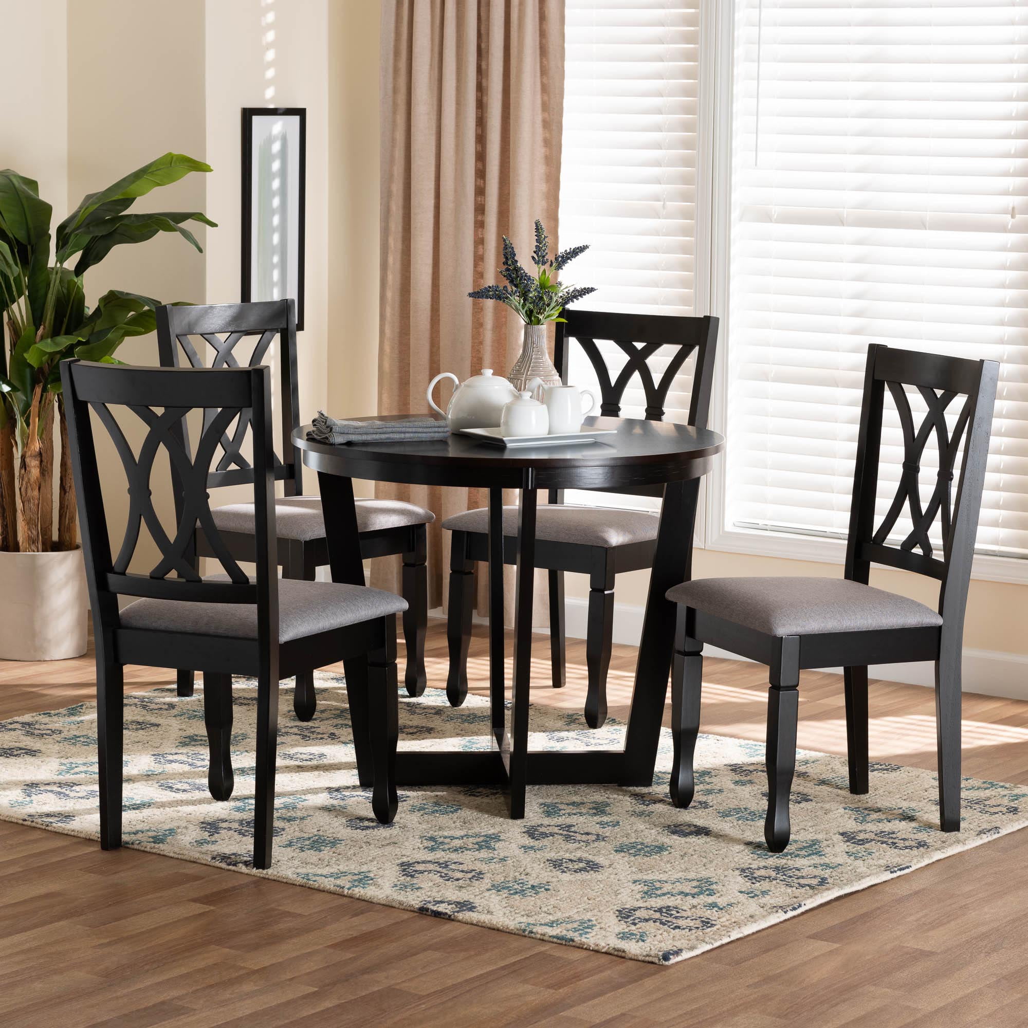 Baxton Studio Aggie Modern Dining Set, 5-Piece Set, Dark Brown