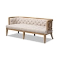 thumbnail image 1 of Baxton Studio Agnes French Provincial Beige Linen Fabric Upholstered and White-Washed Oak Wood Sofa, 1 of 10