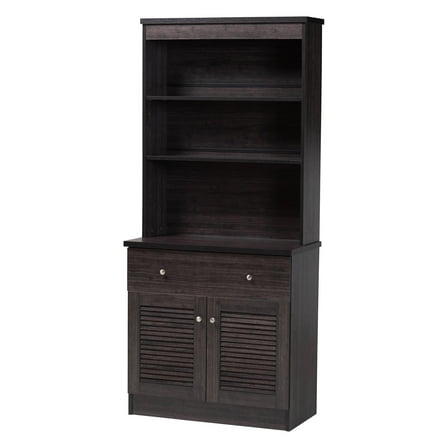 Baxton Studio Agni Modern and Contemporary Dark Brown Buffet and Hutch Kitchen Cabinet
