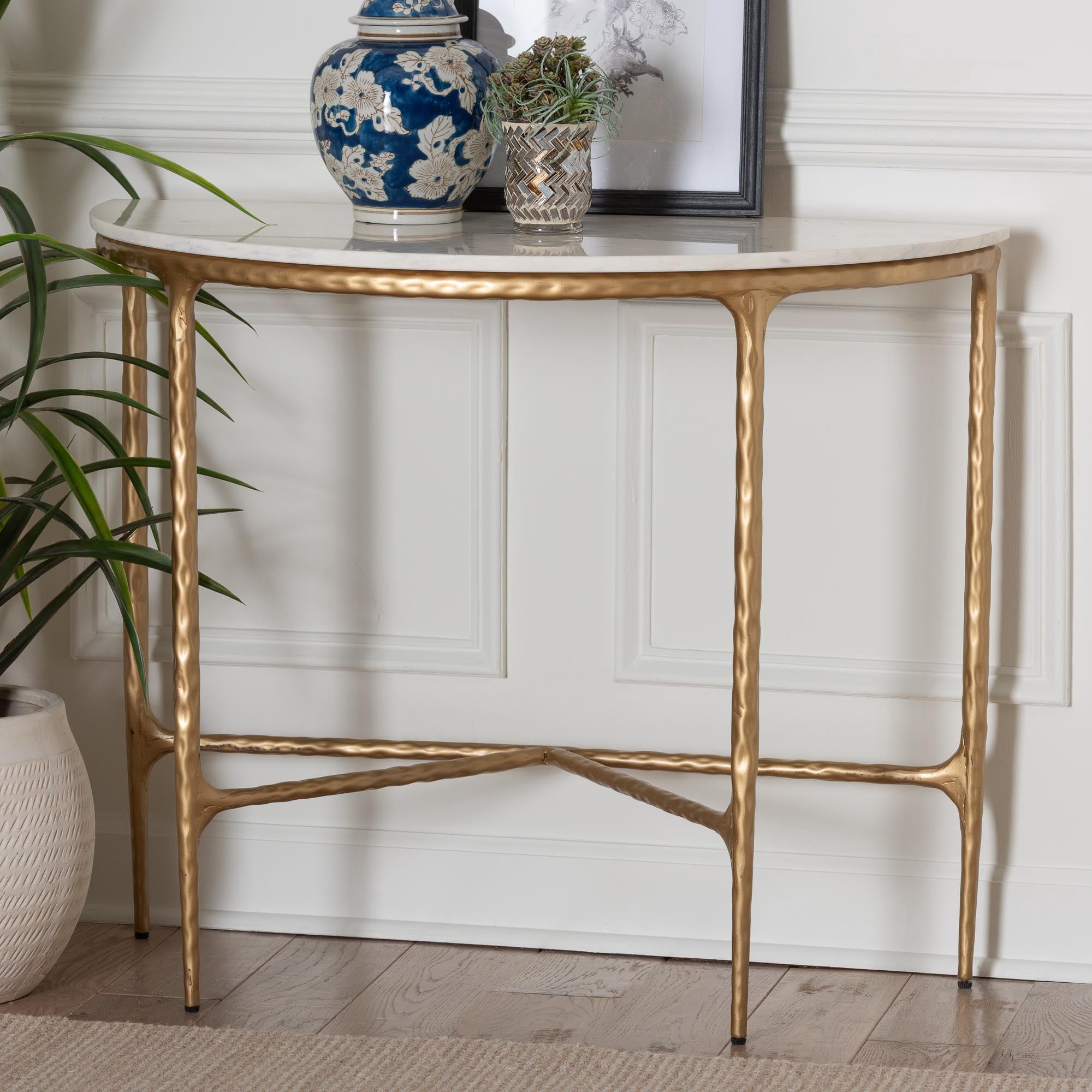 Baxton Studio Akanji Modern Console Table, Marble White