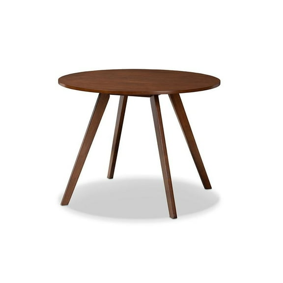 Baxton Studio Alana 39.40" Round Splayed Legs Dining Table with Assembly Required, Walnut Brown