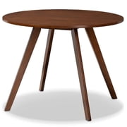 Baxton Studio Alana 39.40" Round Splayed Legs Dining Table with Assembly Required, Walnut Brown