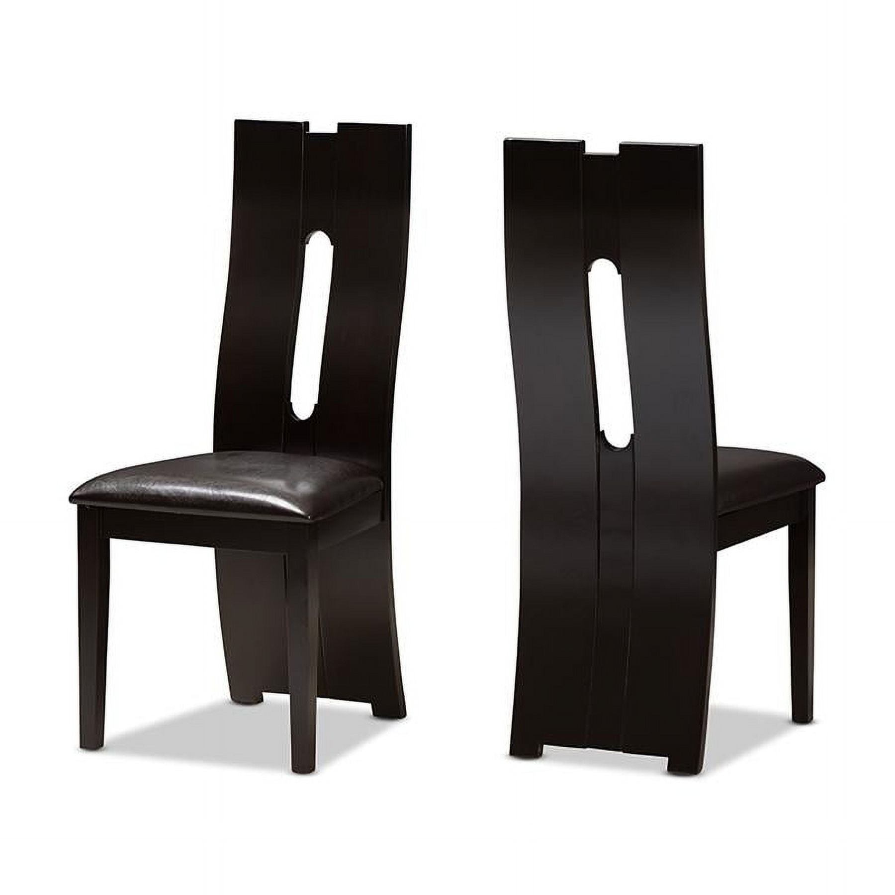 Alani Contemporary Dark Brown Faux Leather & Wood Dining Chair Set