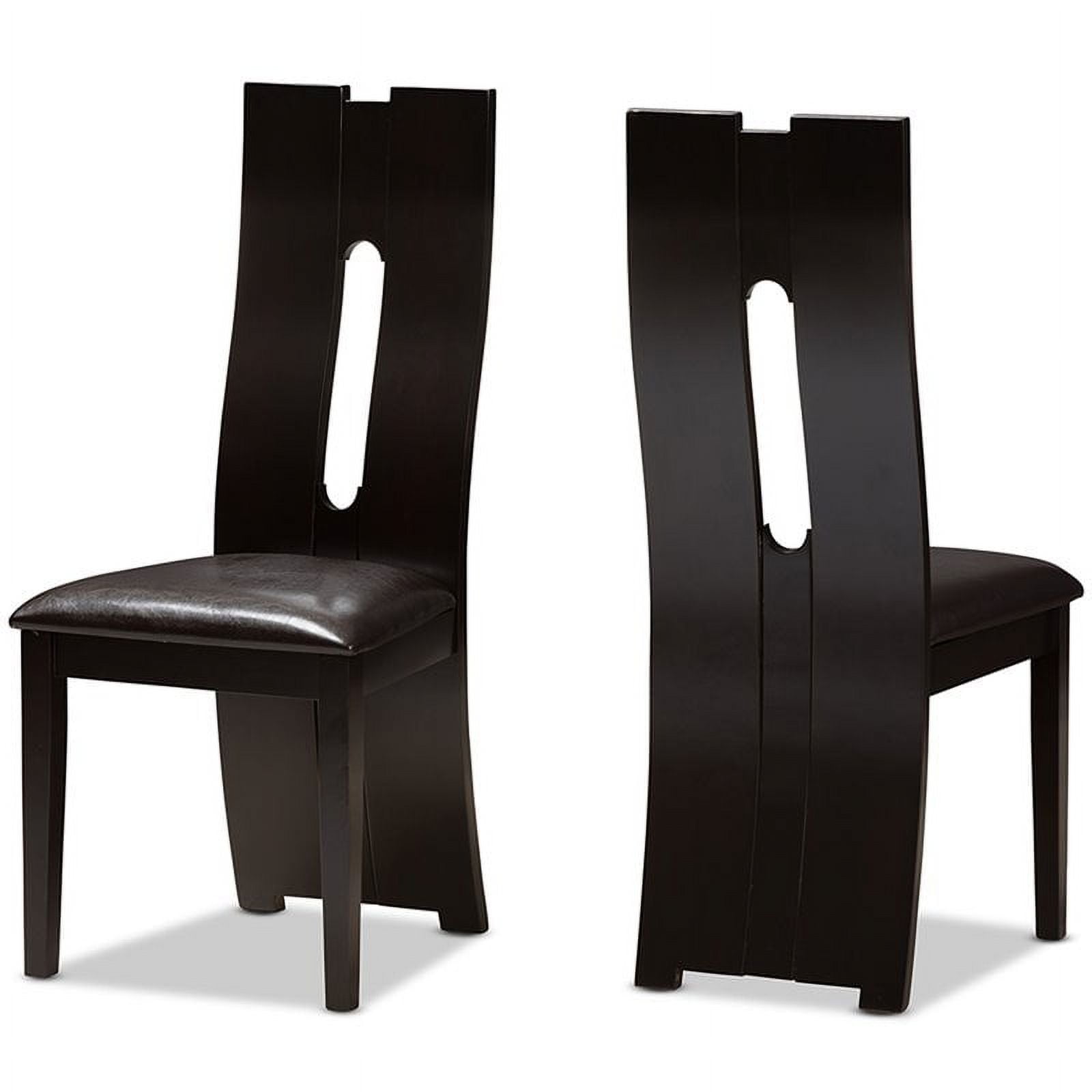 Alani Contemporary Dark Brown Faux Leather & Wood Dining Chair Set