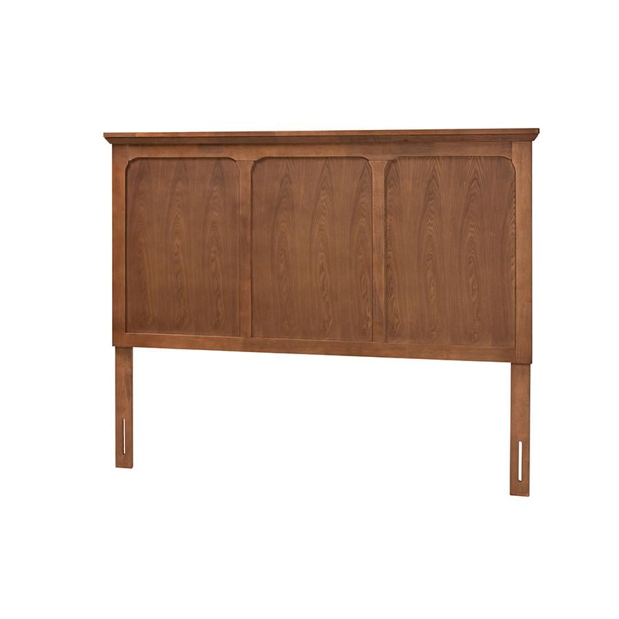 Ash Walnut Finished Wood Queen Size Headboard with Beveled Paneling
