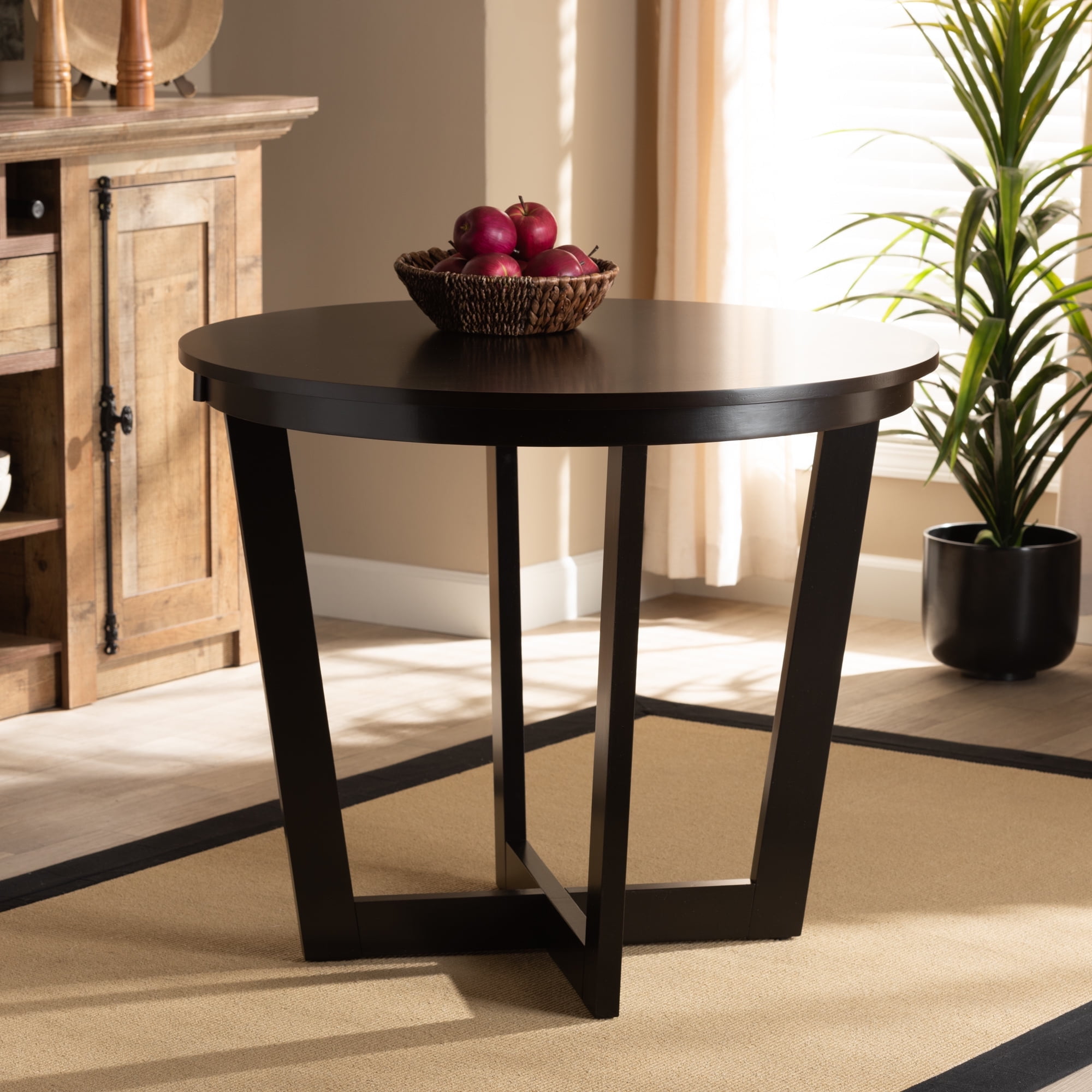 LATINA Round Dining Table 120cm - Dark Brown / Black – Modern Furniture