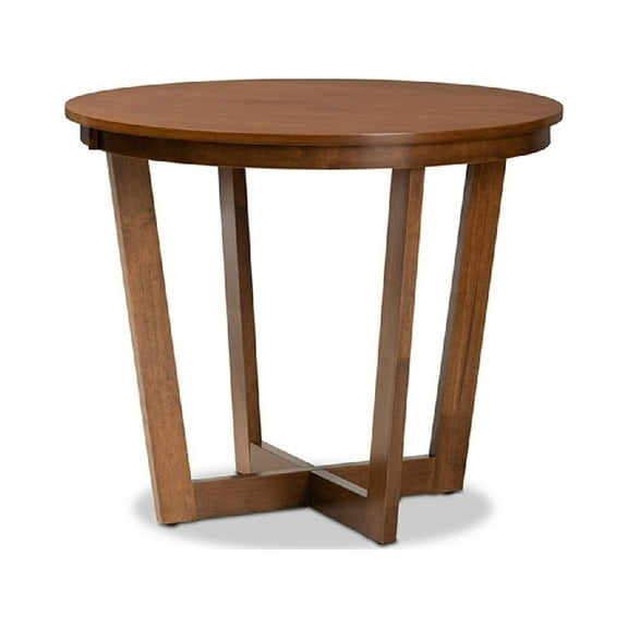 Baxton Studio Alayna Modern and Contemporary Walnut Brown Finished 35-Inch-Wide Round Wood Dining Table