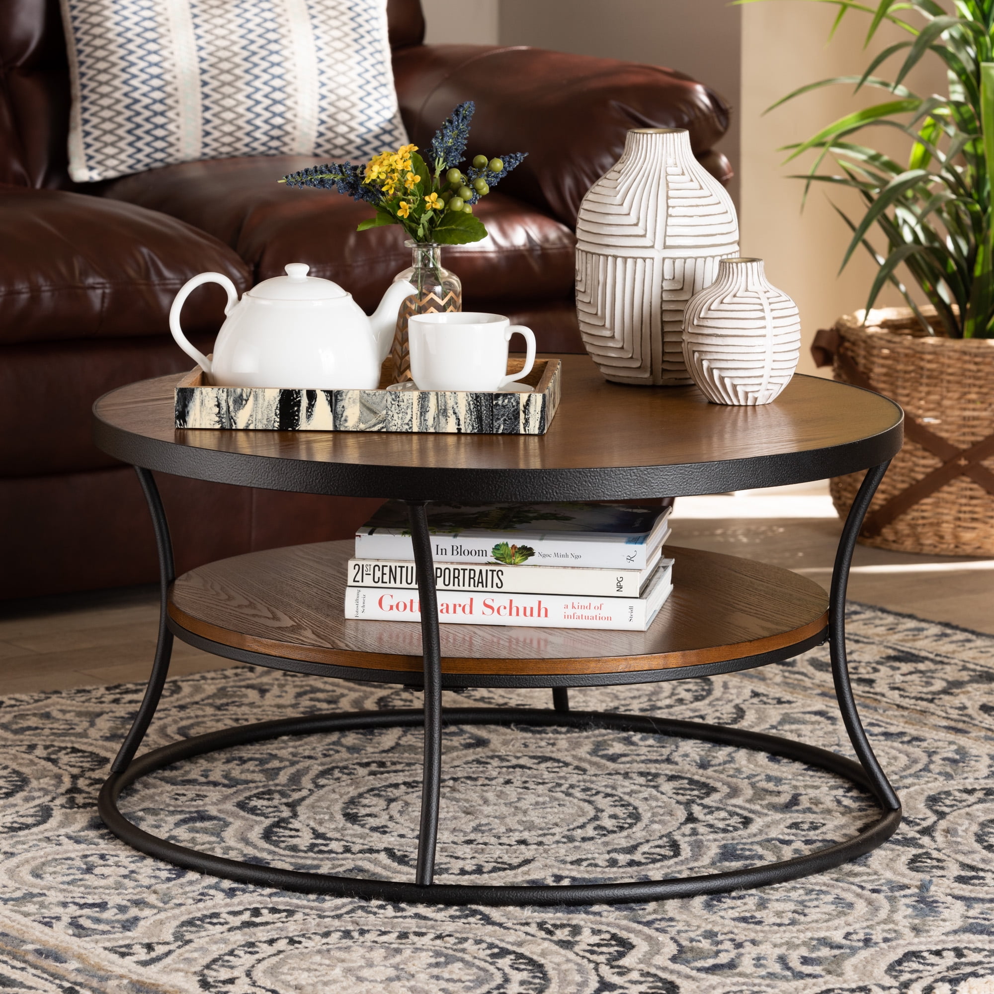 Baxton Studio Albany Vintage Rustic Industrial Walnut Brown