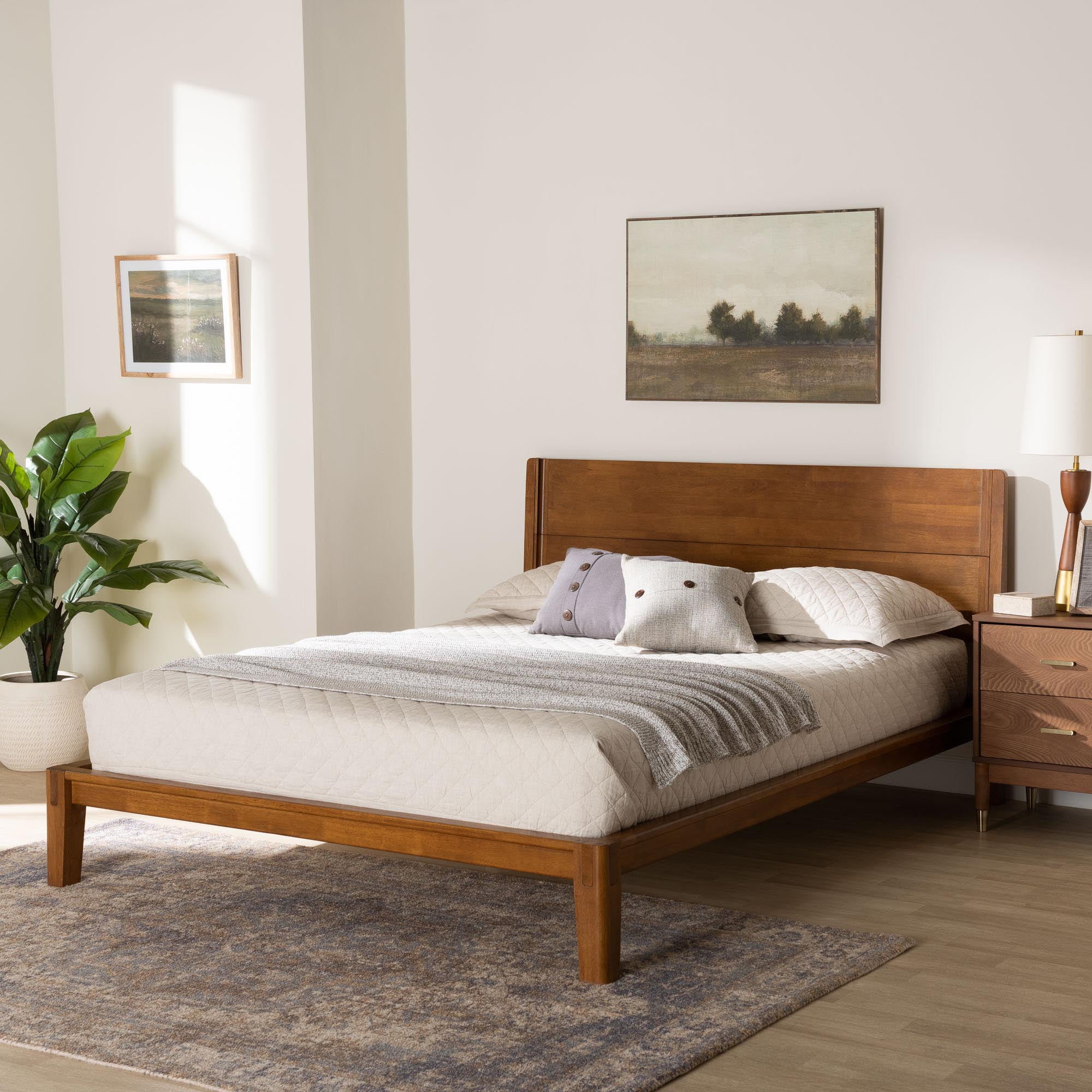 Baxton Studio Aldith Japandi Platform Bed, Queen, Walnut Brown Baxton Studio Aldith Japandi Platform Bed, Queen, Walnut Brown