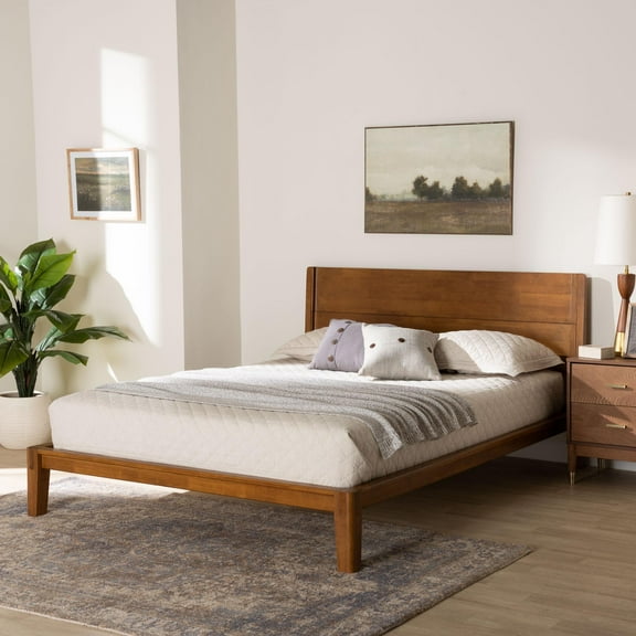 Baxton Studio Aldith Japandi Platform Bed, Queen, Walnut Brown
