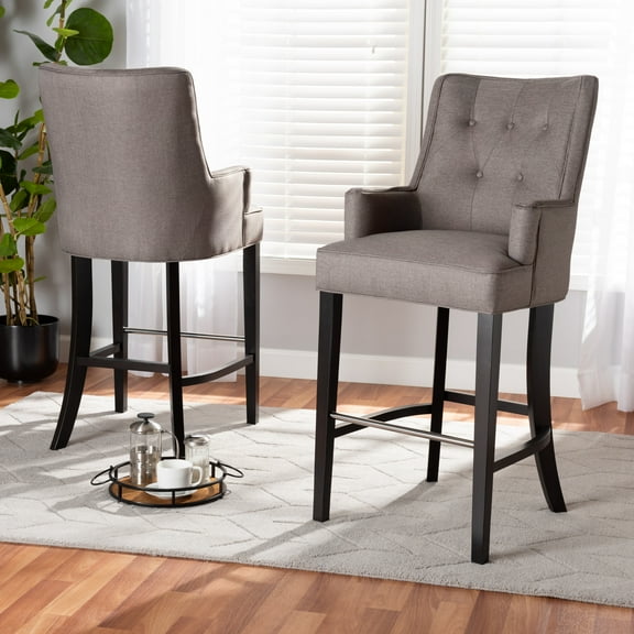 Baxton Studio Aldon Bar Stool, Grey, Set of 2