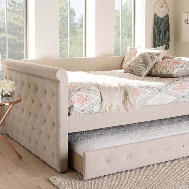 Baxton Studio Alena Modern and Contemporary Light Grey Fabric Daybed with Trundle Baxton Studio Alena Modern and Contemporary Light Grey Fabric Daybed with Trundle