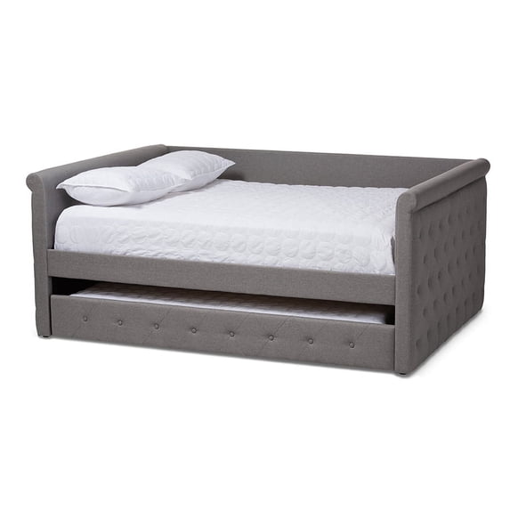 Baxton Studio Alena Modern and Contemporary Upholstered Daybed with Trundle, Multiple Sizes, Multiple Colors