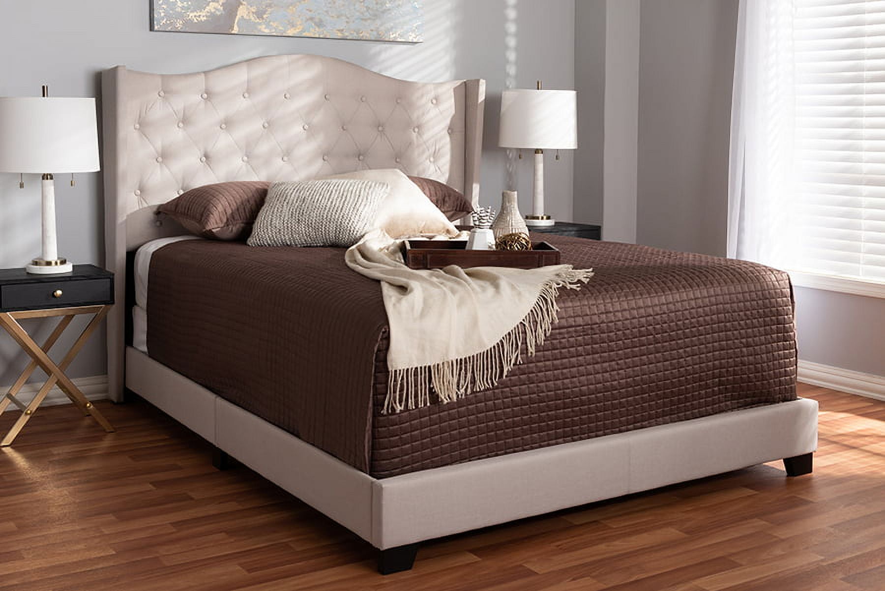 Baxton Studio Alesha Modern and Contemporary Beige Fabric Upholstered ...