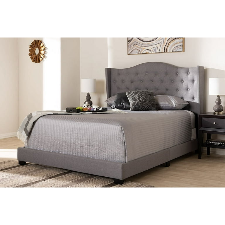 Baxton Studio Alesha Modern and Contemporary Charcoal Grey Fabric Upholstered King Size Bed Baxton Studio Alesha Modern and Contemporary Charcoal Grey Fabric Upholstered King Size Bed