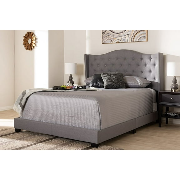 Baxton Studio Alesha Modern and Contemporary Grey Fabric Upholstered Queen Size Bed