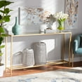 thumbnail image 1 of Baxton Studio Alessa Modern and Contemporary Glam Gold Finished Metal and Mirrored Glass Console Table, 1 of 8