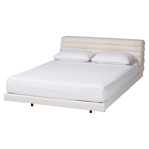Baxton Studio Alfie Boucle Floating Queen Bed