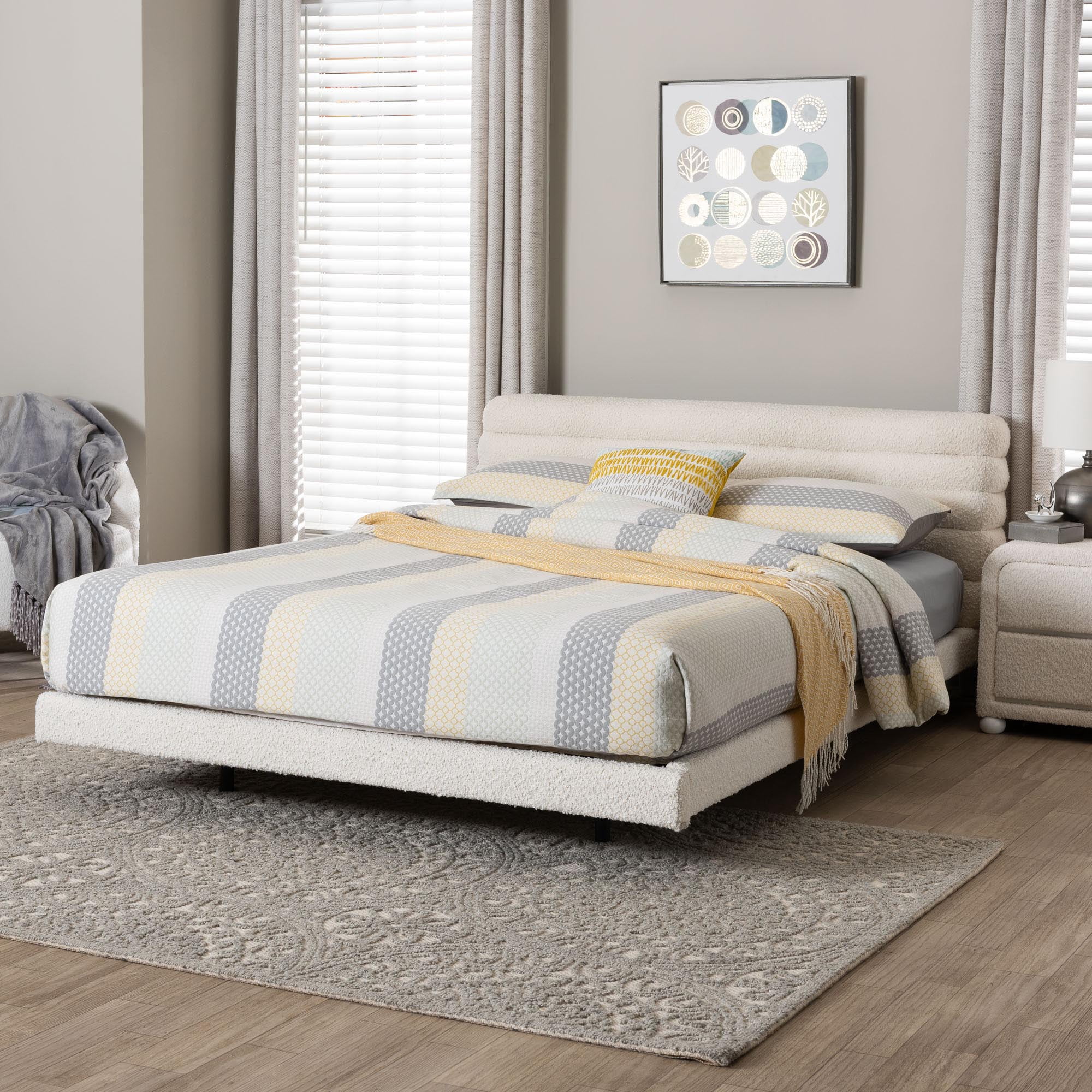 Baxton Studio Alfie Modern Floating Bed, Queen, Cream