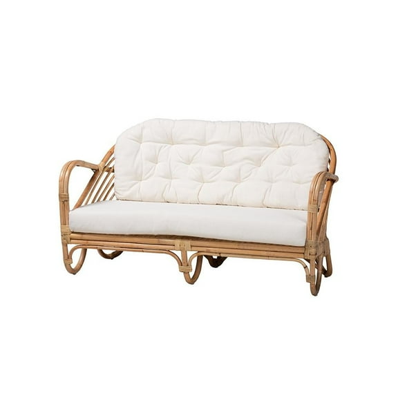 bali & pari Aliane Modern Bohemian Natural Brown Antique Rattan Loveseat