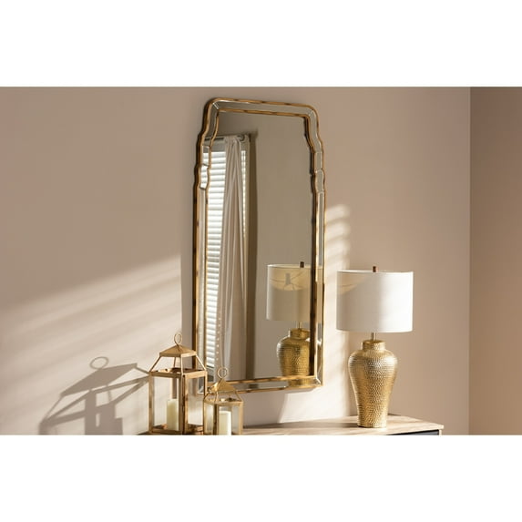 Baxton Studio Alice Modern and Contemporary Queen Anne Style Antique Gold Finished Accent Wall Mirror,Wholesale