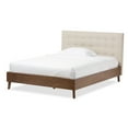 thumbnail image 1 of Baxton Studio Alinia Mid-Century Retro Modern Light Beige Fabric Upholstered Walnut Wood Full Size Platform Bed (Component), 1 of 5