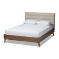 thumbnail image 1 of Baxton Studio Alinia Mid-century Retro Modern Fabric Upholstered Wood Finished King Size Platform Bed, Multiple Colors, 1 of 8